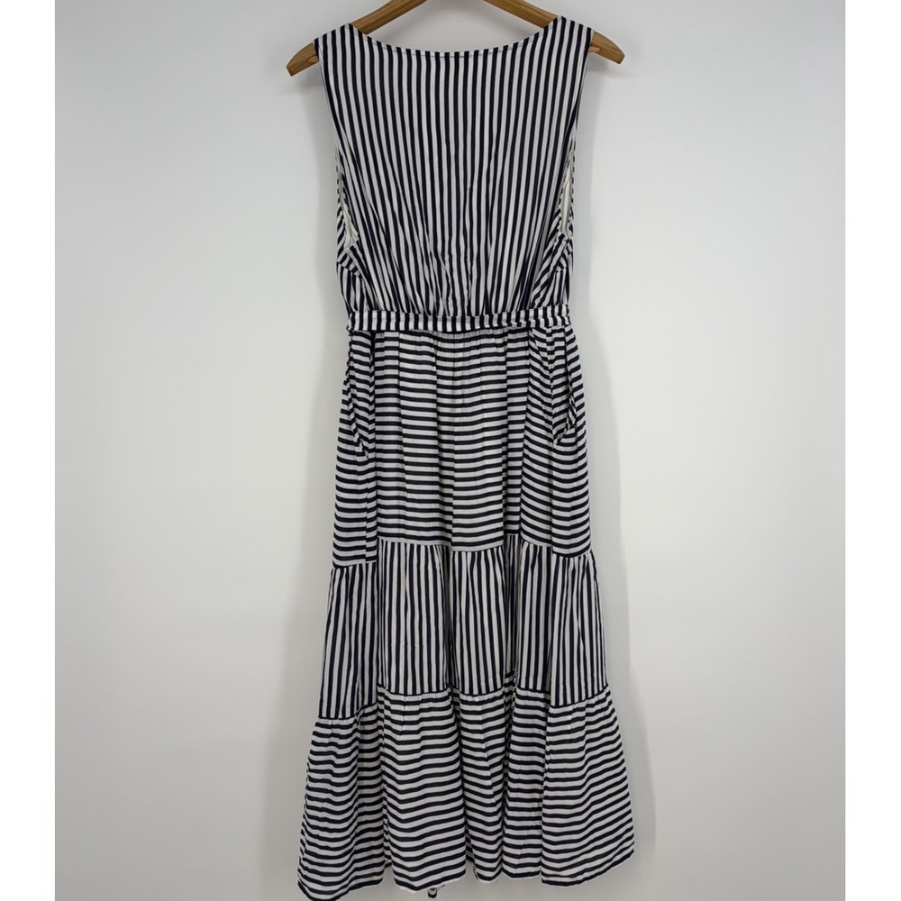 Torrid Tiered MIDI Dress 2X Navy White Stripe Challis Tie Summer Nautical Staple - Picture 15 of 15